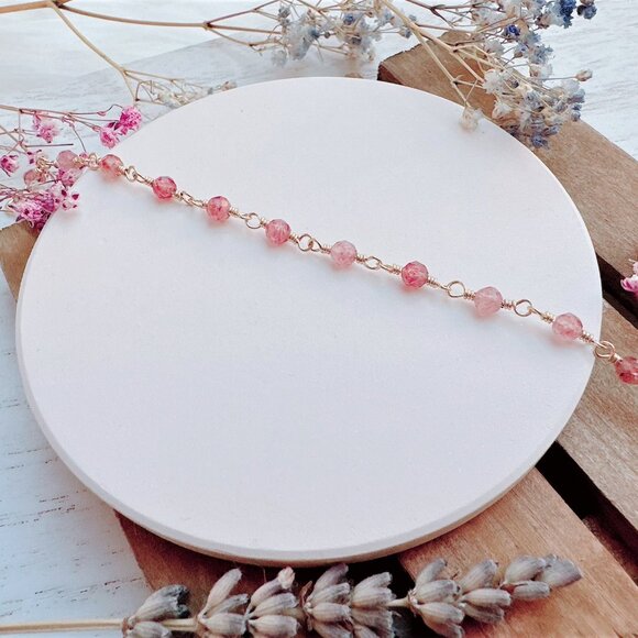 New Mini Strawberry Quartz Bracelet | Handmade in BC - Picture 3 of 6